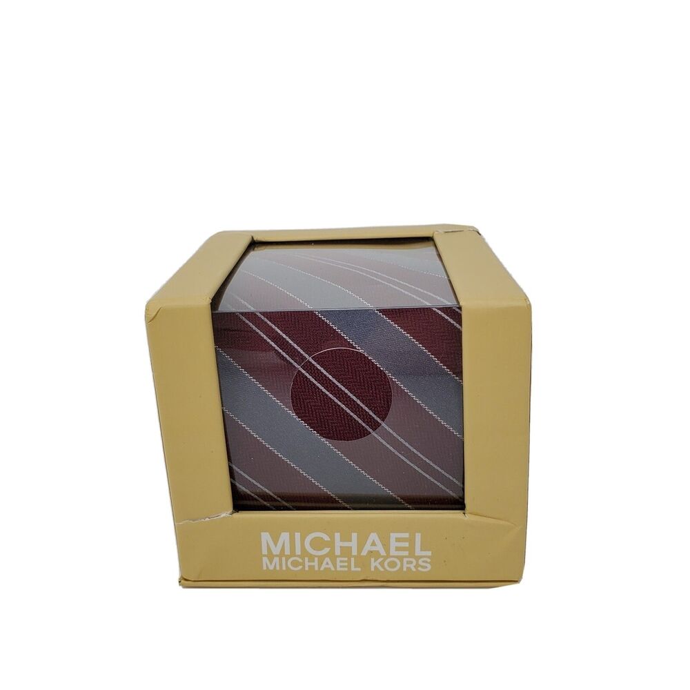 New Michael Kors Neck Tie Silk Wool Blend Stripes Burgundy Red and Gray - Picture 2 of 4